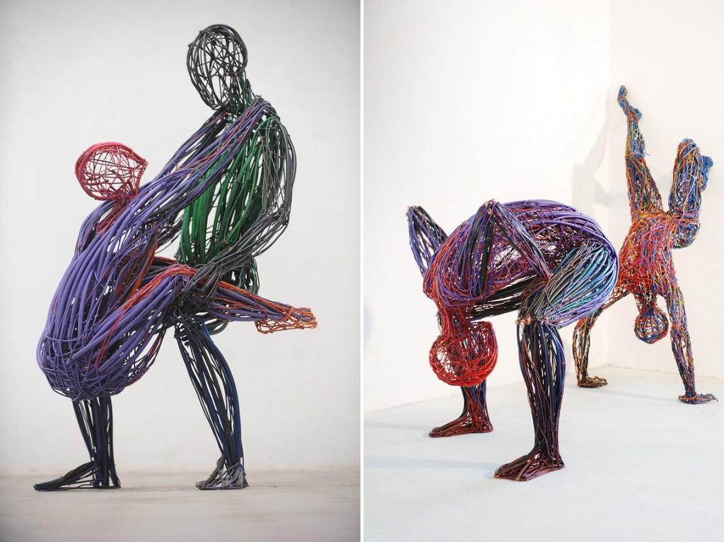 Human Sculptures Made From Recycled Electrical Cables Lost in