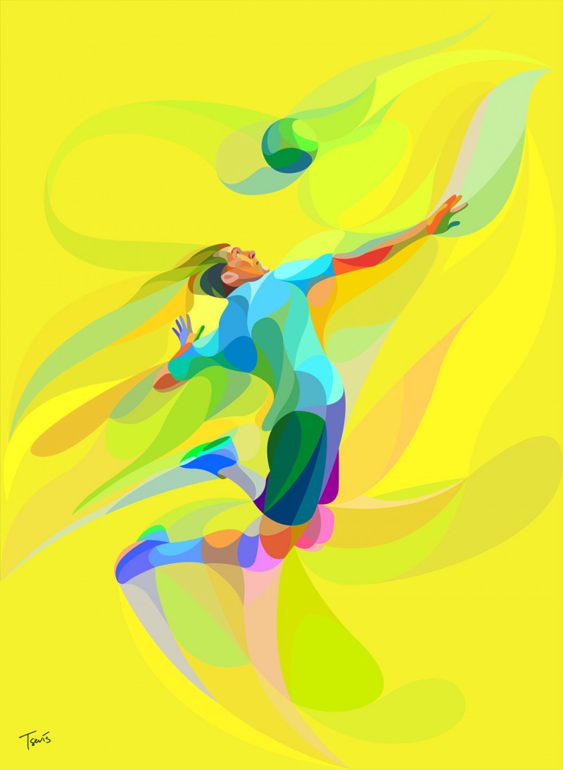 Neofuturistic illustration of a Volleyball player.